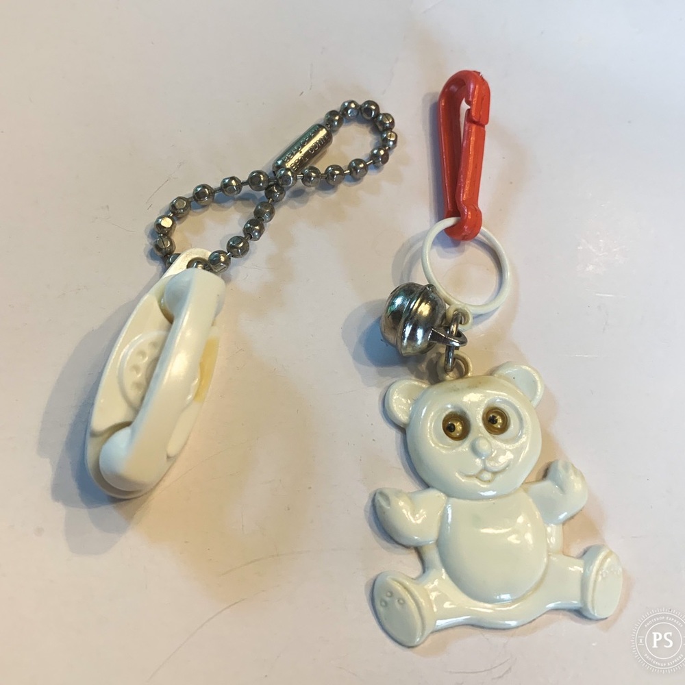 1960 Princess phone and Teddy bear keychains.